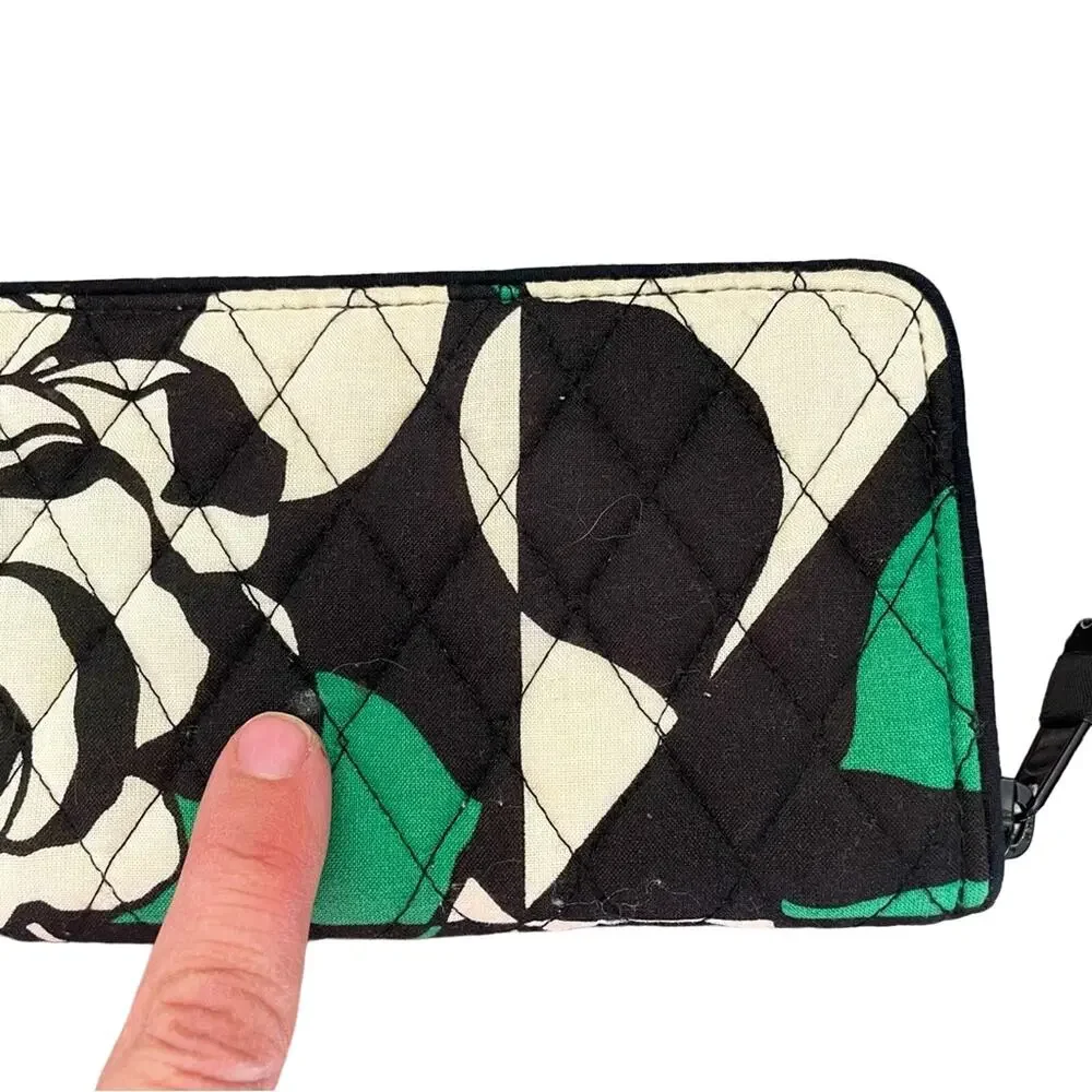 Vera Bradley Georgia Imperial Rose Wallet RFID 21206-D18 Black/Cream/Emerald GUC - Picture 10 of 10